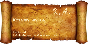 Kotvan Anita névjegykártya